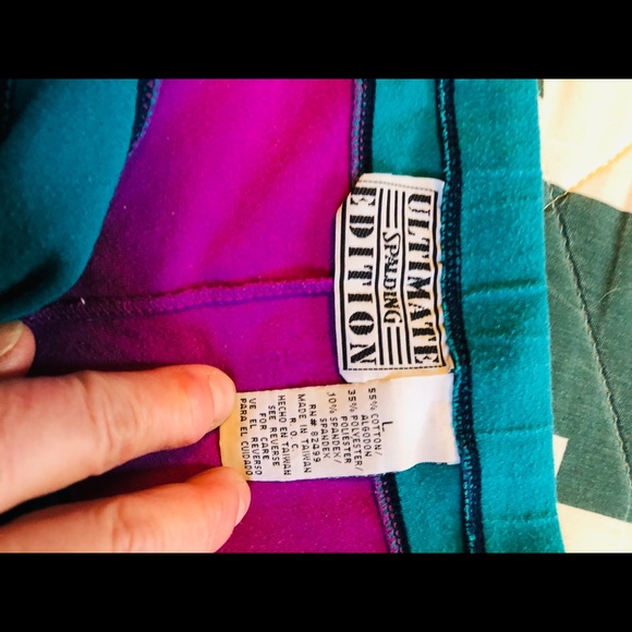 Exercise Leggings, Turquoise & Pink, L - Picture 4 of 16